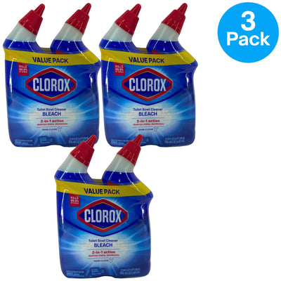 Clorox Toilet Bowl Cleaner Bleach Rain Clean 24 oz Twin Value Pack 3 Pack New