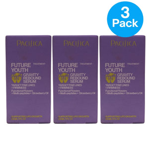 Pacifica Future Youth Gravity Rebound Serum 1 Fl Oz 3 Pack bottles on white background