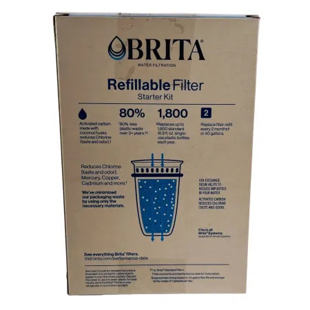 Brita Refillable Water Filter Starter Kit Reusable Shell + Refills New