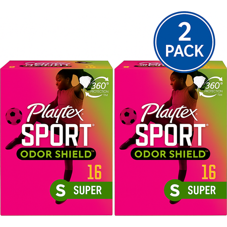 Playtex Sport Odor Shield Super 16 Count 2 Pack tampons product package
