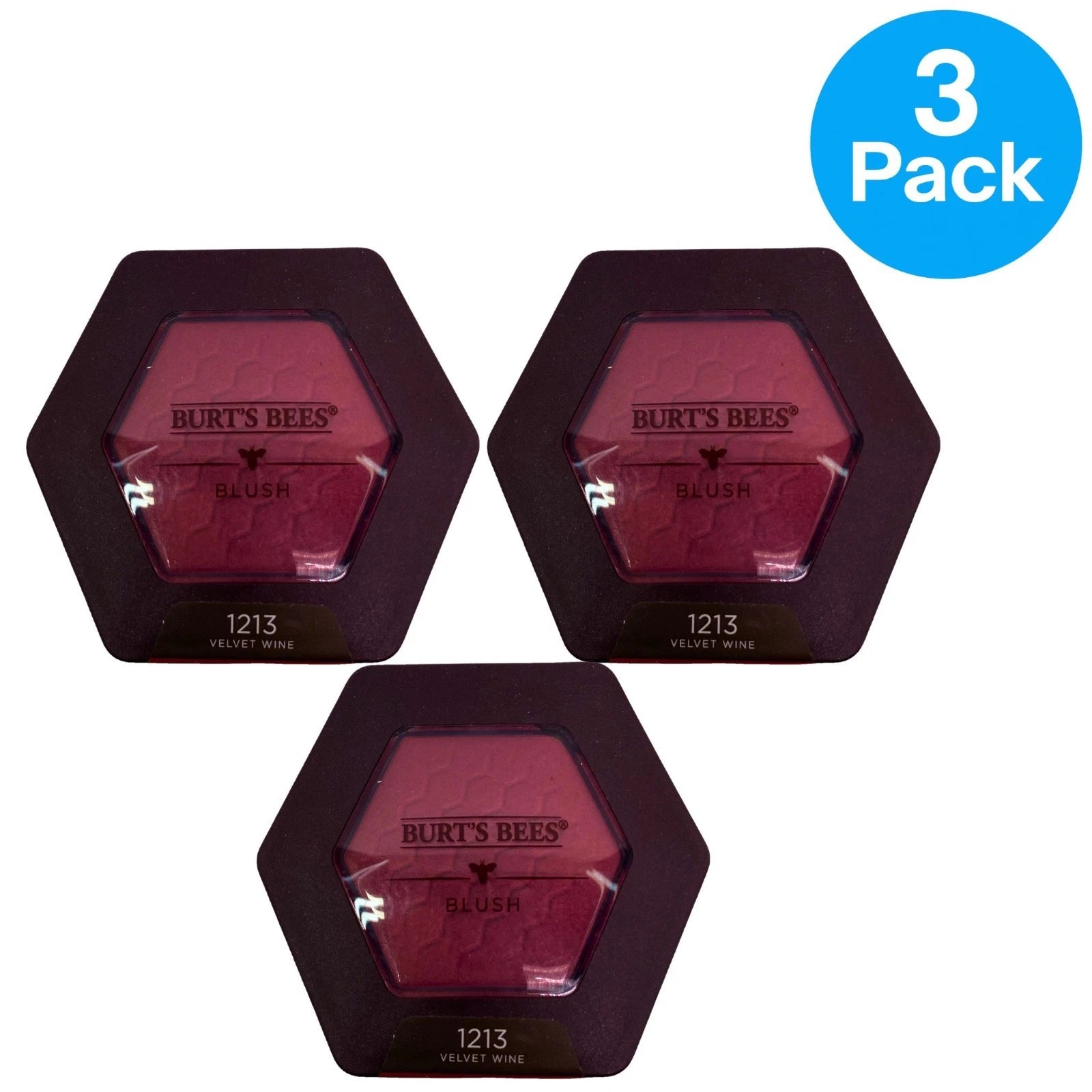 Burt's Bees Blush with Bamboo - 1213 Velvet Wine, 100% Natural Origin (3 Pack)