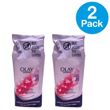 Olay Regenerist Micro-Exfoliating Wet Cleansing Cloths 30 Ct 2 Pack New