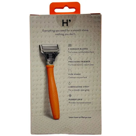 Harry’s Bright Orange Razor Set + 2 Precision 5-Blade Cartridges – New