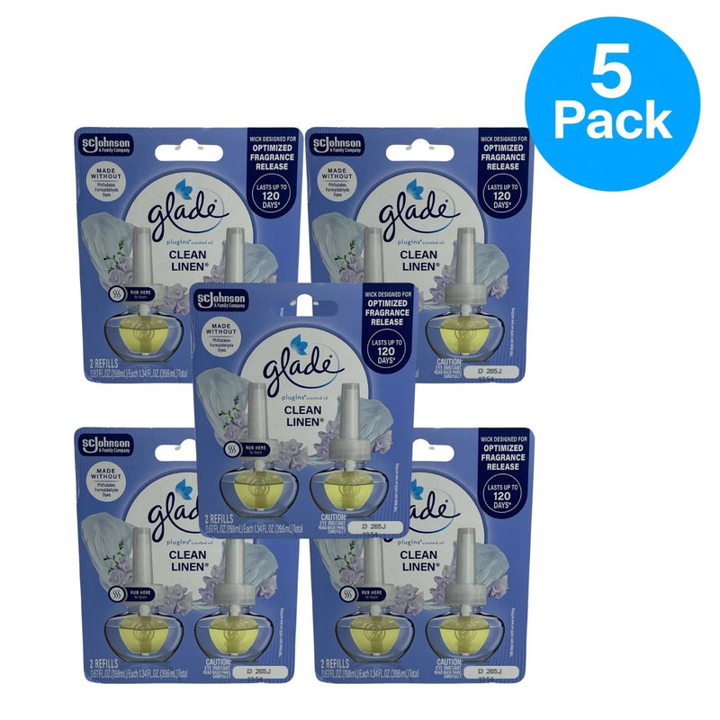 Glade Clean Linen PlugIns Scented Oil Refills 1.34 fl oz 5 Pack New