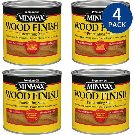 Minwax Colonial Maple 223 semi-transparent wood stain 1 quart 4 pack bottles