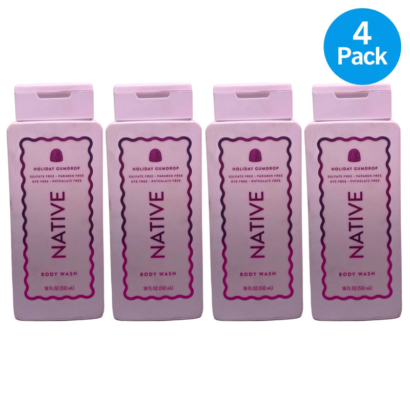 Native Holiday Gumdrop Body Wash Sulfate Free Paraben Free 18 oz 4 Pack New