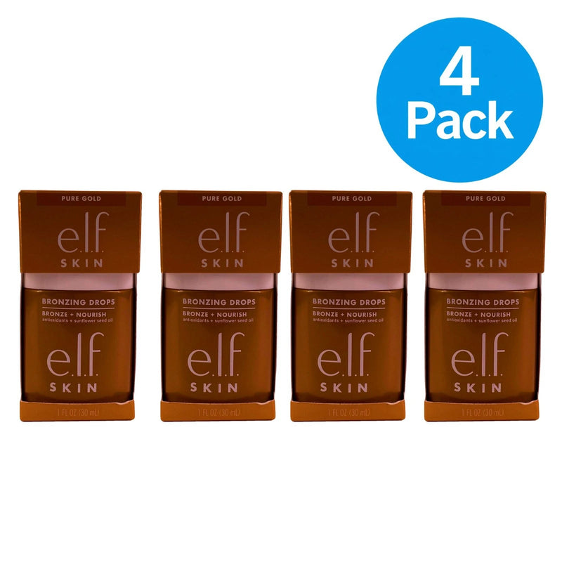 E.l.f. SKIN Bronzing Drops Pure Gold Bronze + Nourish Serum 1 fl oz 4 pack bundle product image