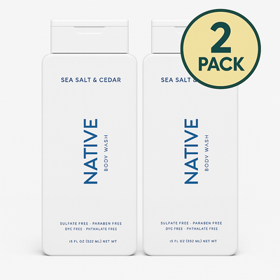 Native Body Wash Sea Salt & Cedar 18 fl oz – Pack of 2 – Sulfate-Free NEW