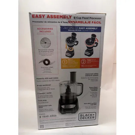 BLACK+DECKER Easy Assembly 8-Cup Food Processor