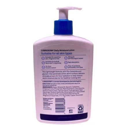 Lubriderm Daily Moisture Body Lotion Fragrance Free 16 Fl Oz 4-Pack New
