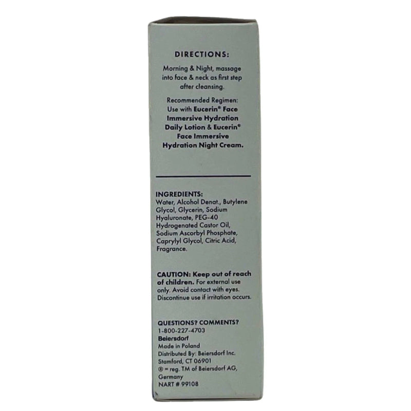 Eucerin Face Immersive Hydration Moisture Boost Serum Hyaluronic Acid 1oz 3 Pack