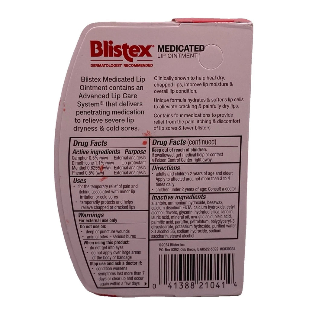 Blistex Medicated Lip Ointment Value Size 0.35 oz 4 Pack Lip Care