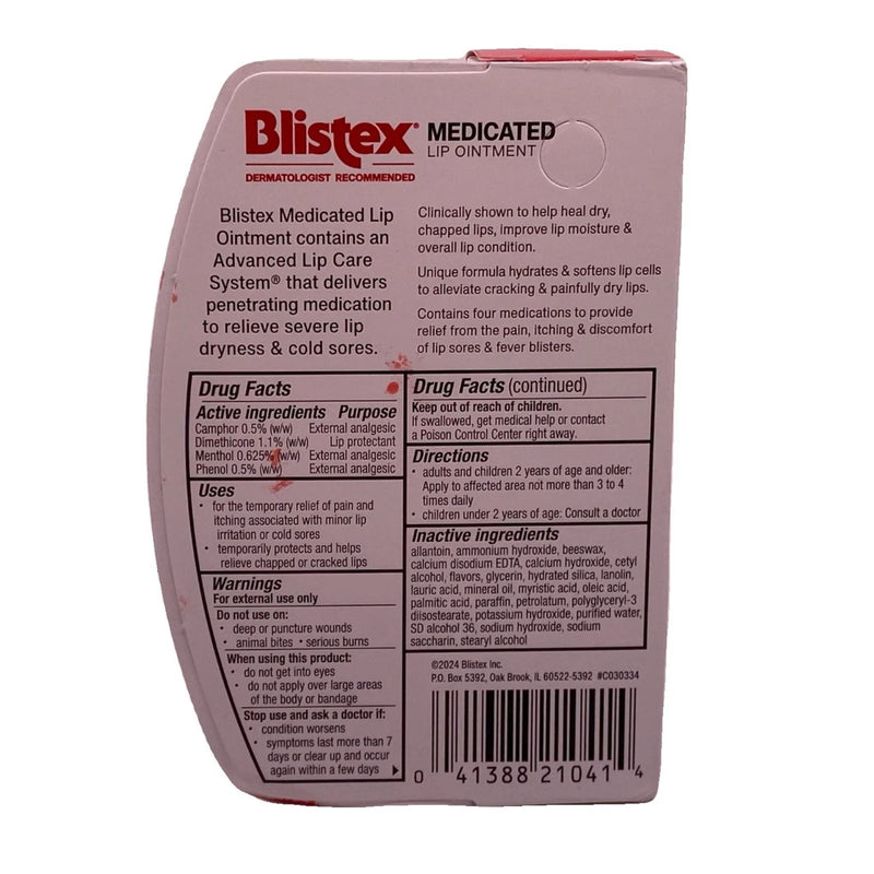 Blistex Medicated Lip Ointment Value Size 0.35 oz 4 Pack Lip Care