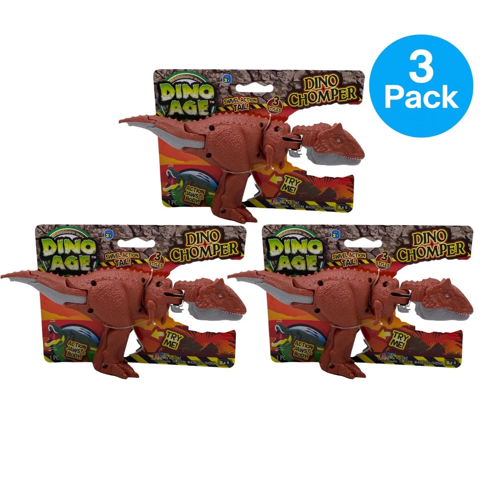 Dino Age Dino Chomper Action Toy 3 Pack Swivel Tail Kids Toy 1