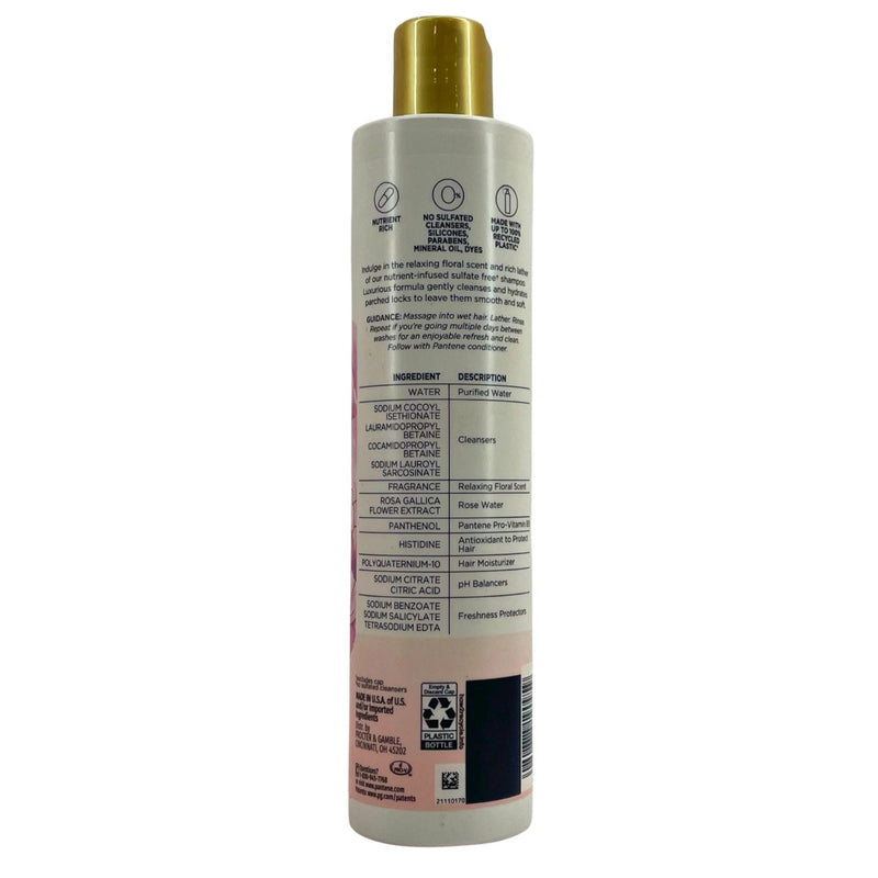 Pantene Nutrient Blends Miracle Moisture Boost Rose Water Sulfate Free Shampoo 9