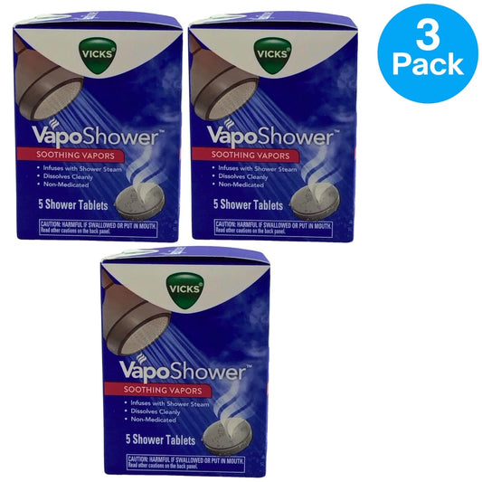 Vicks VapoShower Soothing Vapors Shower Tablets Non-Medicated 5 Ct 3 Pack New