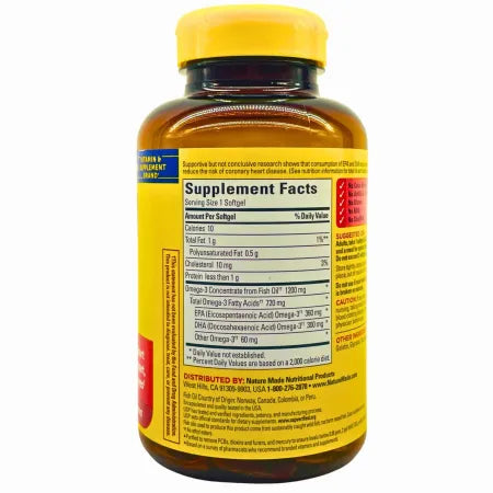 Nature Made Fish Oil 1200 mg 100 Softgels Omega-3 Heart Support – New 2
