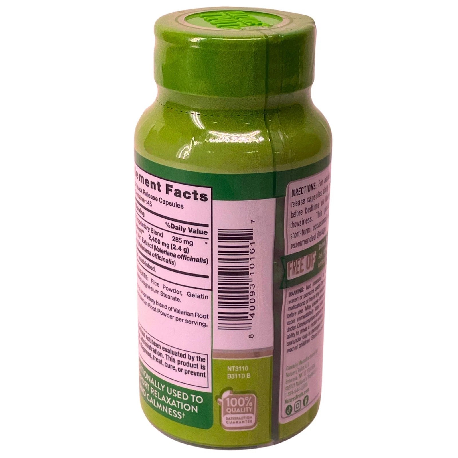 Nature’s Truth Valerian Root 2400 mg 90 Capsules 3 Pack New Exp 09/2027