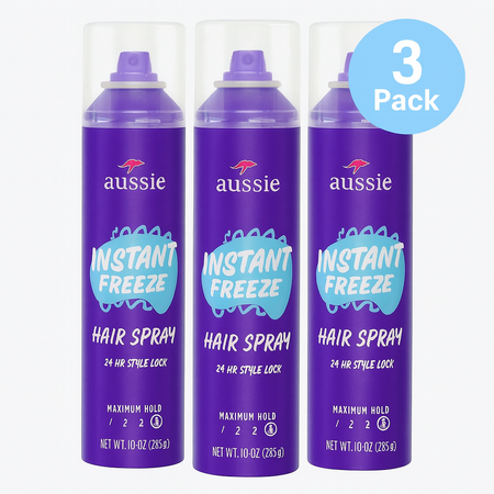 Aussie Instant Freeze Hair Spray 10oz – 3 Pack New