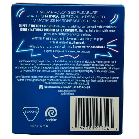 Durex Play Prolong & Play Ring – Intense Pleasure for Longer (1 Ring) New