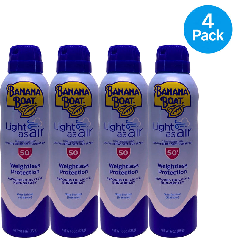 Banana Boat Light as Air Sunscreen Spray SPF 50+ 6 oz 4 Pack New Exp 10/26