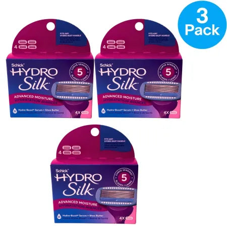 Schick Hydro Silk 5 Blade Razor Refills 4 Count 3 Pack product image