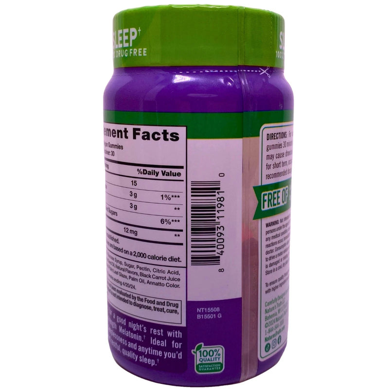 Nature's Truth Maximum Strength Sleep Melatonin 12 mg Gummies Mixed Berry 60 Ct
