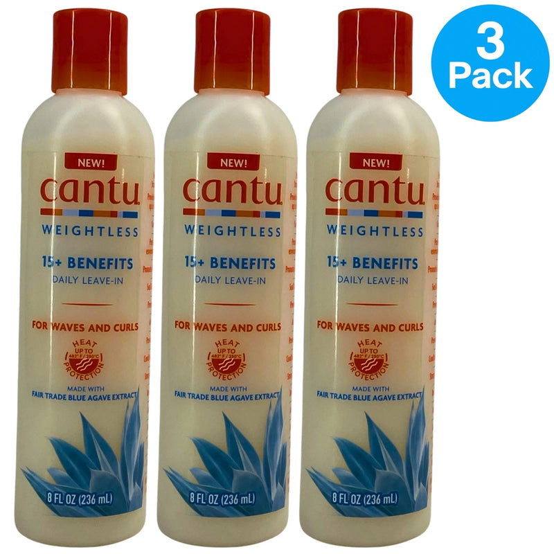 Cantu Weightless 15+ Benefits Daily Leave-In Hair Treatment 8 fl oz (3 Pack)