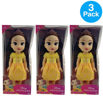 Disney Princess My Friend Belle 14 Inch Toddler Doll Tiara Outfit 3 Pack New