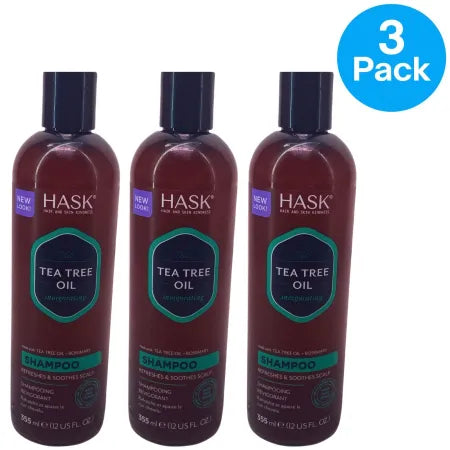 HASK Tea Tree Oil & Rosemary Invigorating Shampoo Refreshes Scalp 12 oz 3 Pk