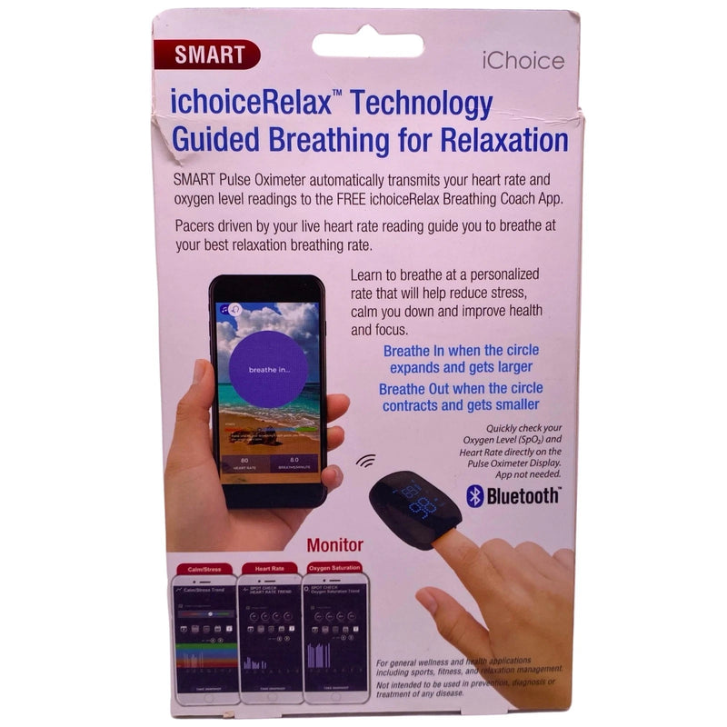 iChoice SMART Pulse Oximeter Bluetooth Relaxation Coach Monitor OX200 1 Pack
