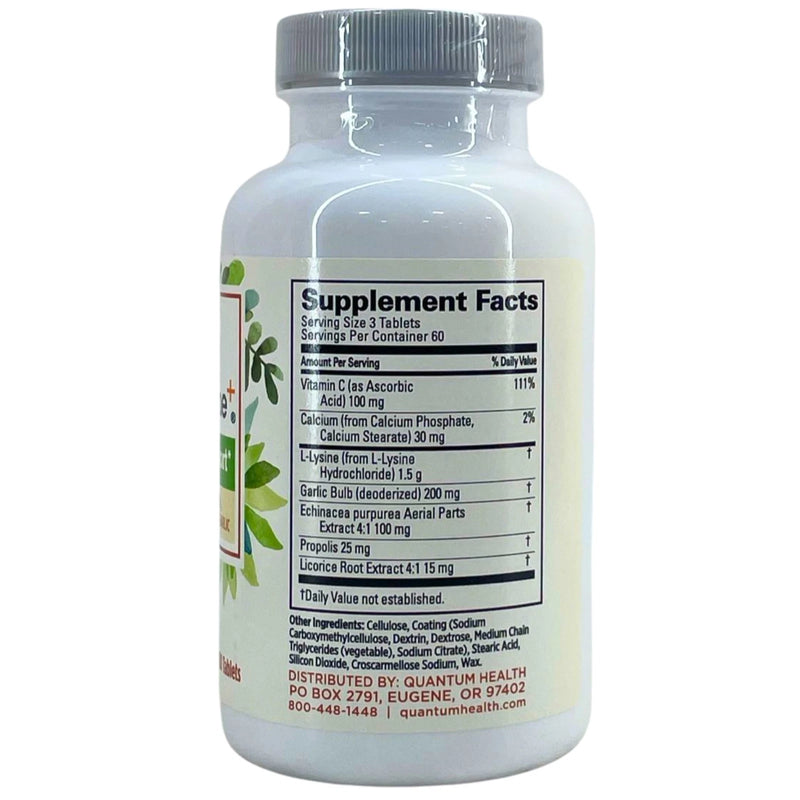 Quantum Health SuperLysine+ Immune Support 180 Tablets 1 Pack New Exp 08/27