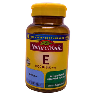Nature Made Vitamin E 1000 IU 450 mg dl-Alpha Antioxidant Support Exp 05/2029