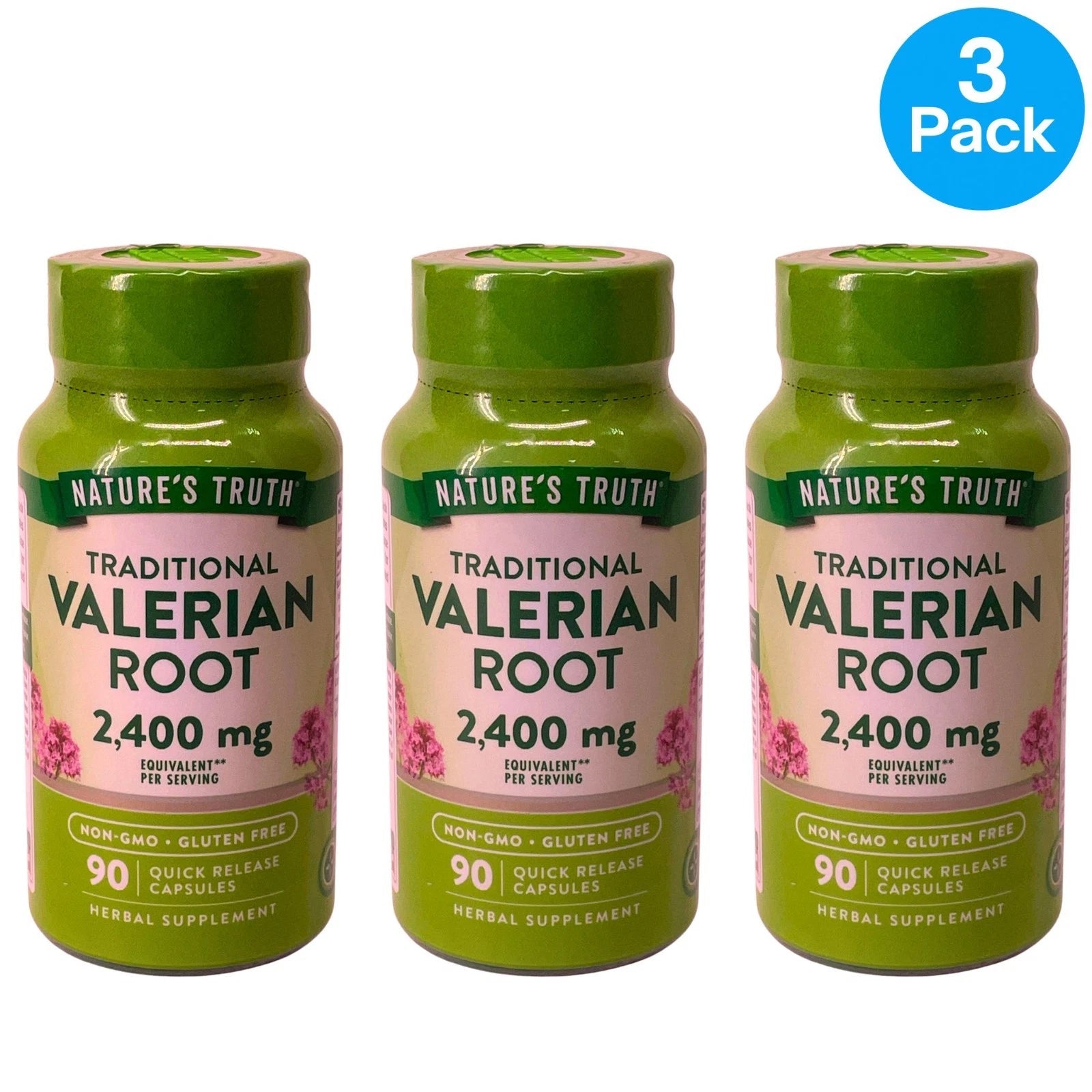 Nature’s Truth Valerian Root 2400 mg 90 Capsules 3 Pack New Exp 09/2027