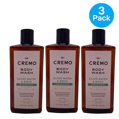 Cremo Silver Water & Birch Body Wash 16 fl oz 3 Pack New