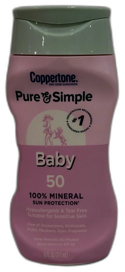 Coppertone Pure Simple Baby Mineral Sunscreen 50 6fl Oz Exp 02/27 Pack of 5 New