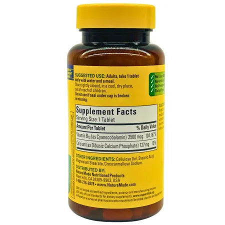 Nature Made B12 2500 mcg Extra Strength 60 Tablets – 2 Pack – 05/2026-New