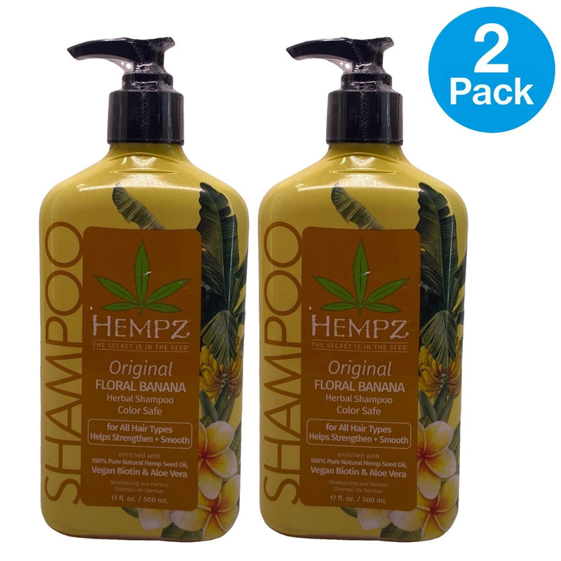 Hempz Original Floral Banana Herbal Shampoo 17 fl oz bottle 2-pack set