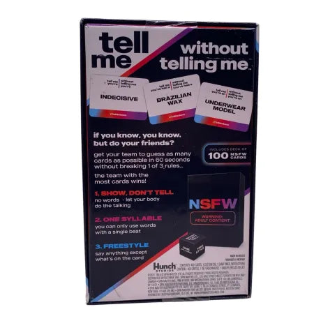 Tell Me Without Telling Me Adult Party Game 3 Pack NSFW New