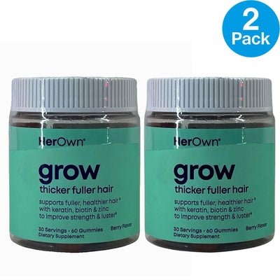 HerOwn Grow Thicker Fuller Hair Gummies 60 Count 2 Pack New