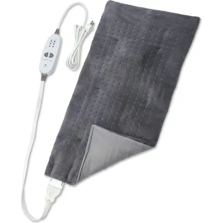Calming Comfort Heat Wide Massaging Weighted Pad with 9 Settings, 4 lbs, 12" x 24", Grey