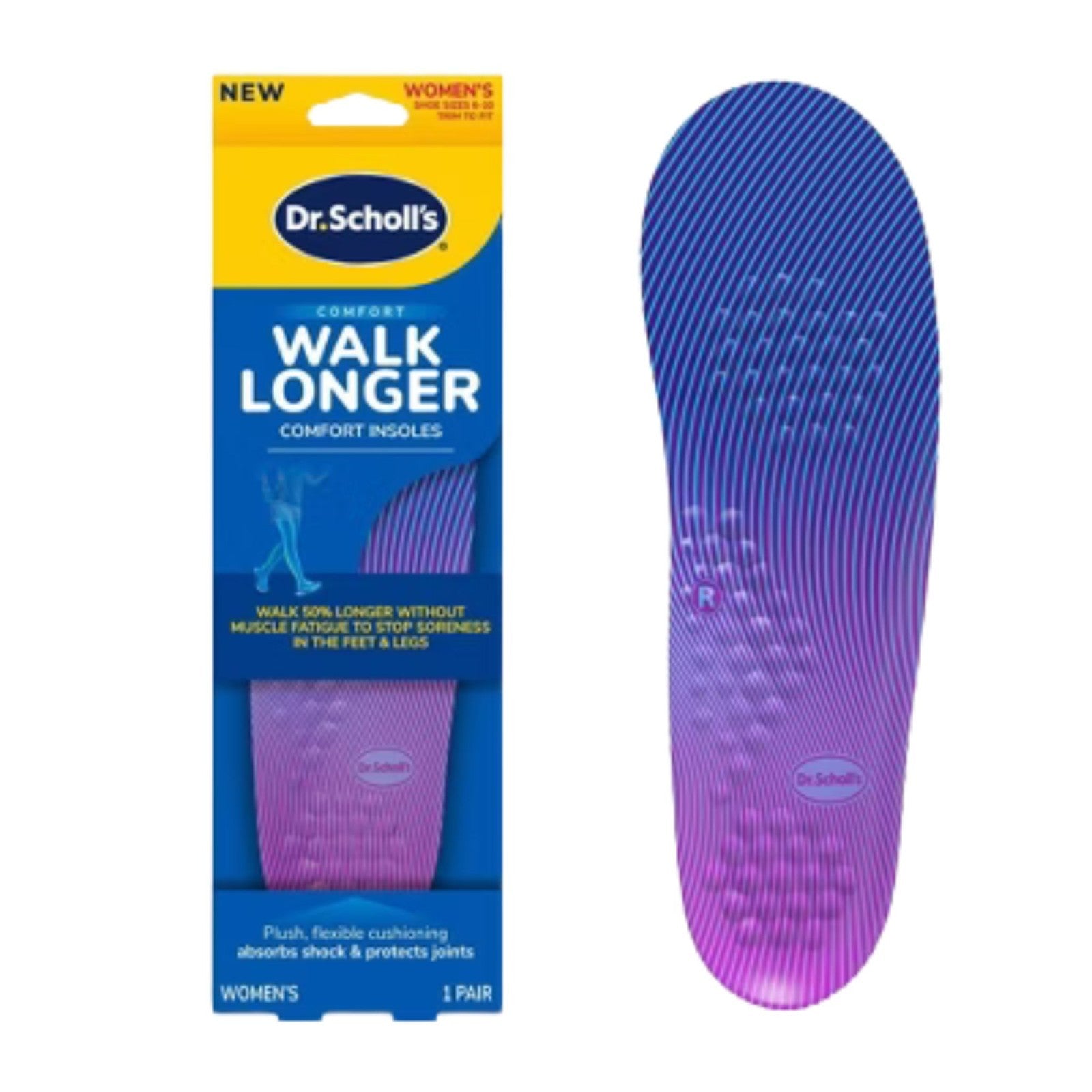 Dr. Scholl’s Walk Longer Women’s Comfort Insoles 1 Pair New 1