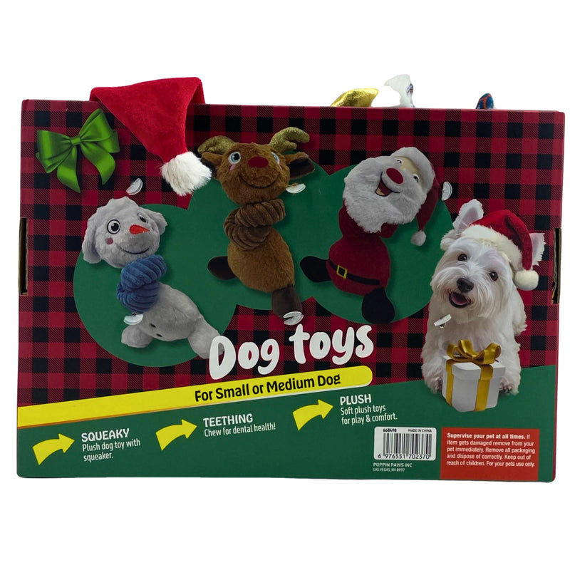 Holiday Dog Toys Plush Squeaky Chew Toys for Small or Medium Dogs 3 Pack