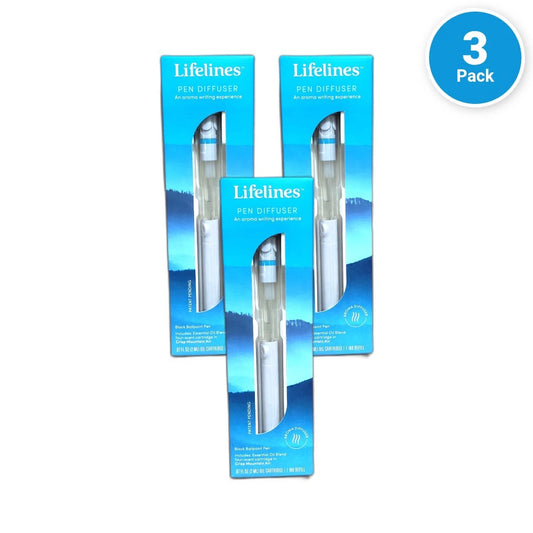 LifeLINES Pen Diffuser Crisp Mountain Air Black Ballpoint Pen Pack of 3 New
