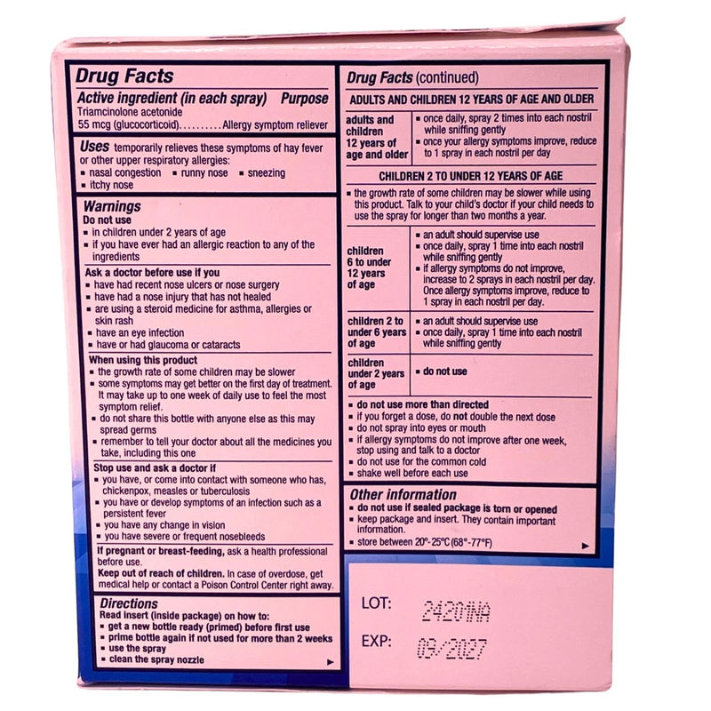 Nasacort Allergy 24HR Nasal Spray 0.57 oz Single Pack EXP 09/2027