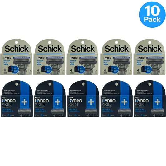 Schick Hydro Dry Skin 4 & 5 Blade Refills 10 Pack New