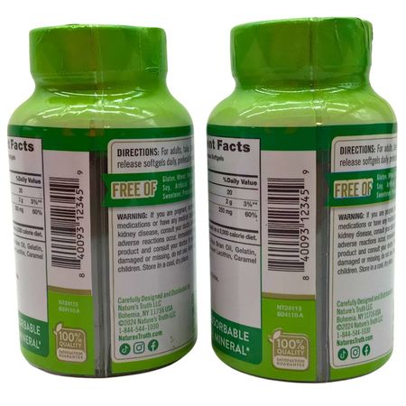 Nature’s Truth Magnesium Citrate 250mg 60ct 2 Pack New 01/2027