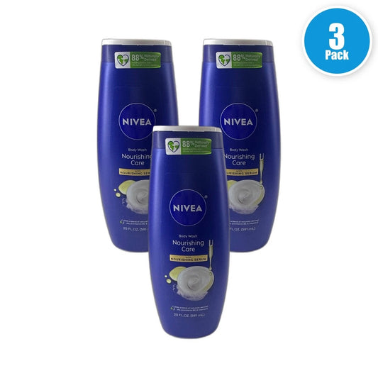 Nivea - Nourishing Care - Body Wash with Nourishing Serum 20 Fl Oz Pack of 3 New