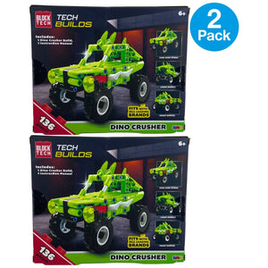 Block Tech Builds Dino Crusher Monster Truck 136 Pieces Building Bricks Set 2 Pa