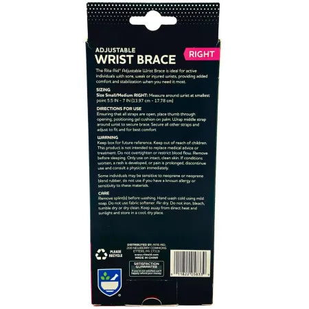 Rite Aid Adjustable Wrist Brace Right Hand S/M – Support & Comfort – New 2
